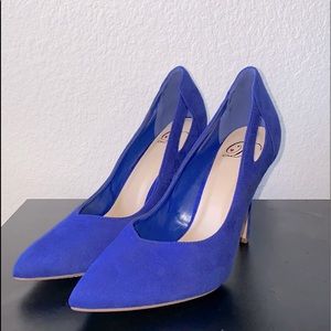 Pointed Toe Stiletto Slip-On Blue Velvet Pumps